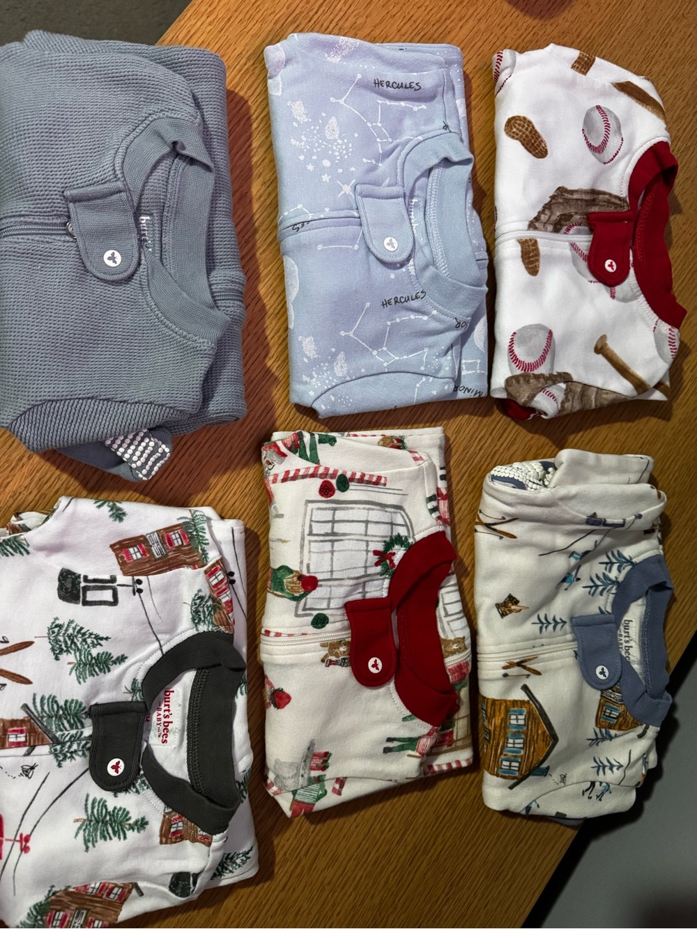 Set of 6 Baby Footed Pajamas - Mixed Prints and Solids